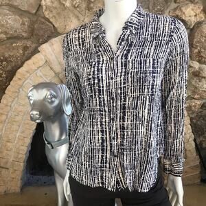 Anthropologie Holding Horses Black White Button Down Long Sleeve Women's Size 2